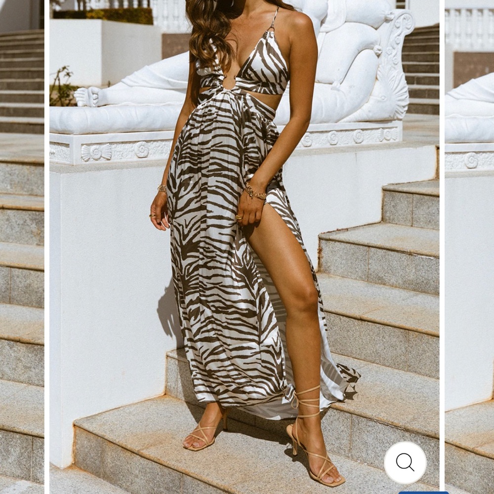 JAUS Sahara Maxi Dress- Brown Zebra (Never Worn w/ Tags)
